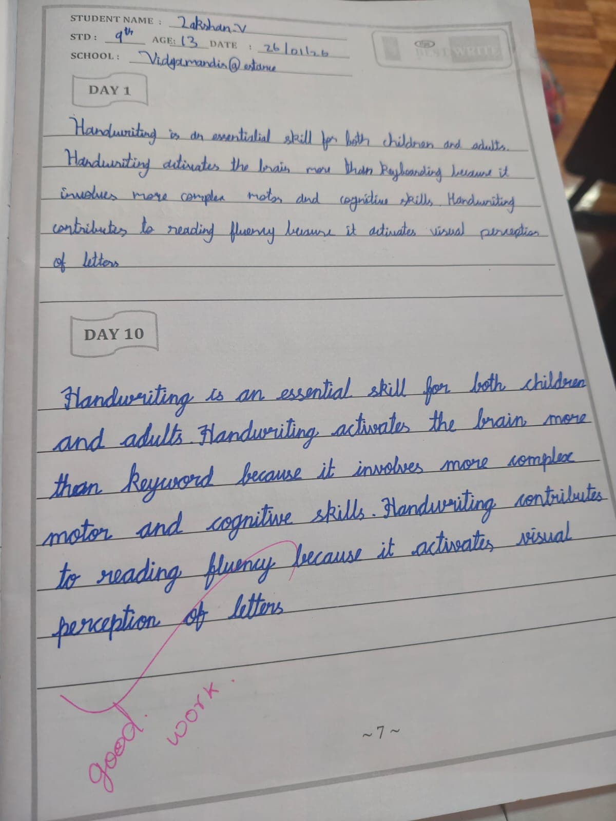Handwriting sample 6